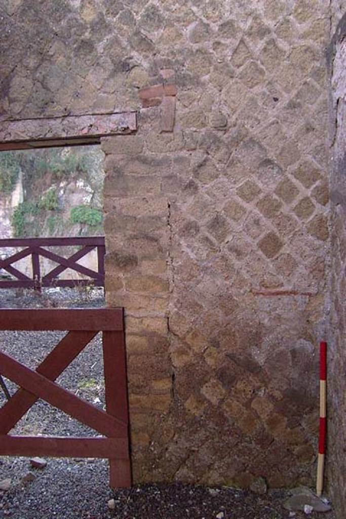 Ins Or II, 11, Herculaneum. July 2001. East wall in south-east corner of middle rear room.
Photo courtesy of Nicolas Monteix.